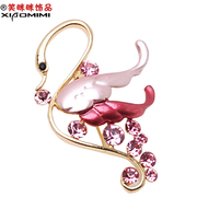 Package mail smiling Korean suit sweater Swan Crystal brooch corsage brooch clasp Korea jewelry women