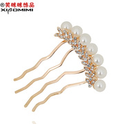 Package mail smiling jewelry simple elegant Diamond Pearl hair comb style Joker exquisite Diamond Pearl hair comb