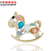 Smiling Opal Trojans Korean Crystal rhinestones brooch women fancy brooch pin clasp Korea jewelry