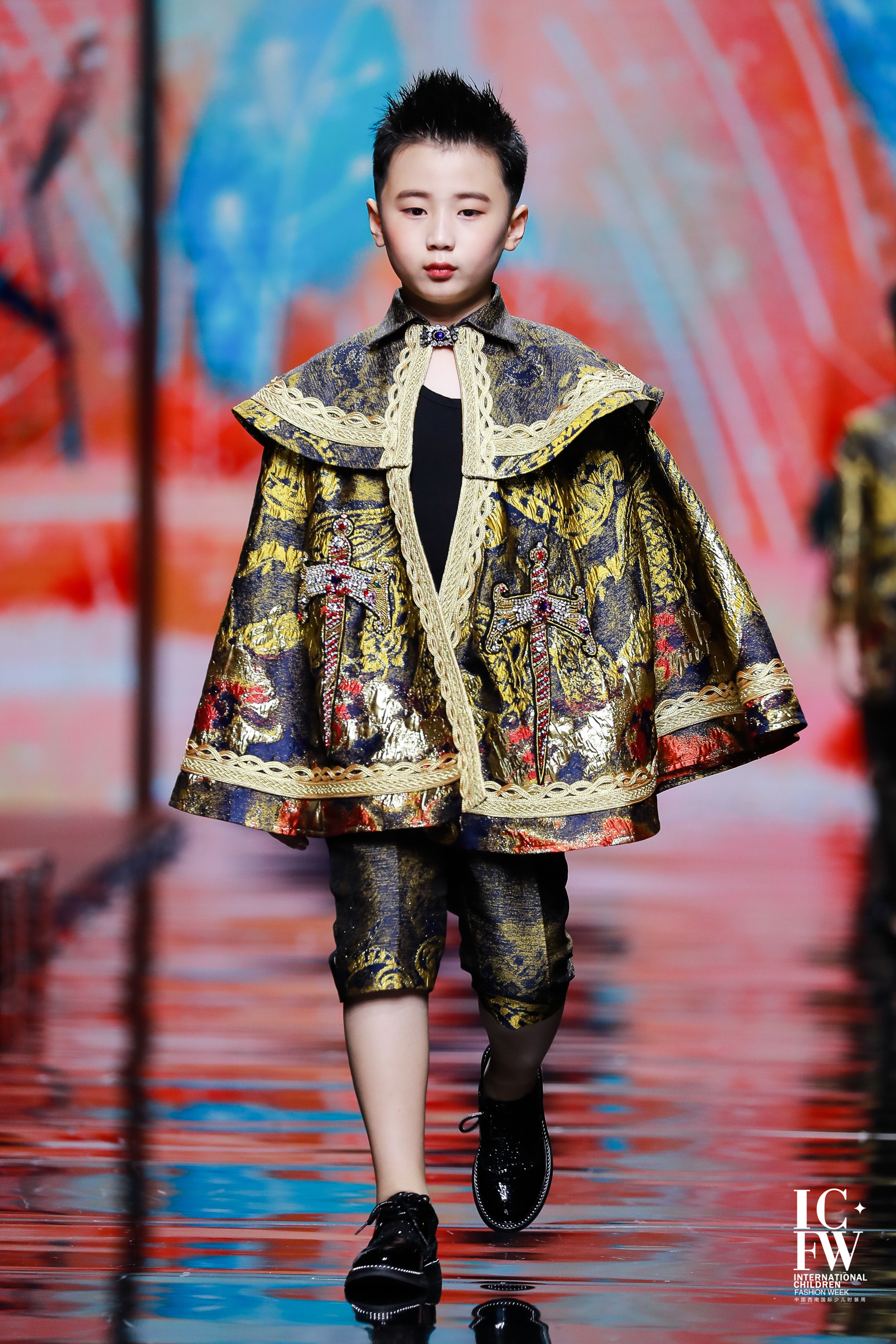 男童走秀演出服高端英伦风高定小主持人儿童礼服维多利亚宫廷套装