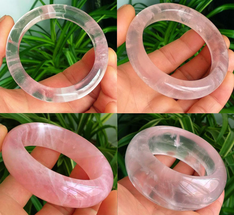 人气包邮热卖天然芙蓉晶粉晶手镯冰粉马粉加宽水晶镯子现货全新女