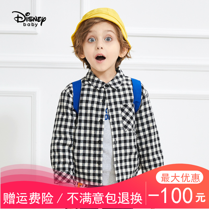 Disney Children's clothing Boy Autumn and winter Plush keep warm jacket baby Cardigan new pattern fashion Black and white grid shirtin the Children/Baby/Family fitted , Shirt category - from Buy2taobao.com to provide professional Taobao agent buy service