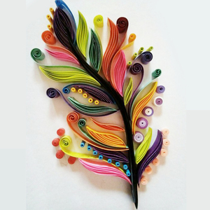 衍纸材料包 纸艺画工具套装 衍纸条 复古羽毛线稿图 手工diy