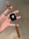 适用apple watch9真皮表带苹果手表iwatch8/7/6/5/se小香风高级感金属月牙扣拼皮质表带小众创意秋冬细女新款