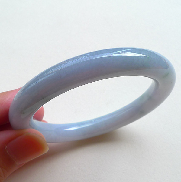 老坑细糯种蓝紫圆条手镯内径58mm 62.24g