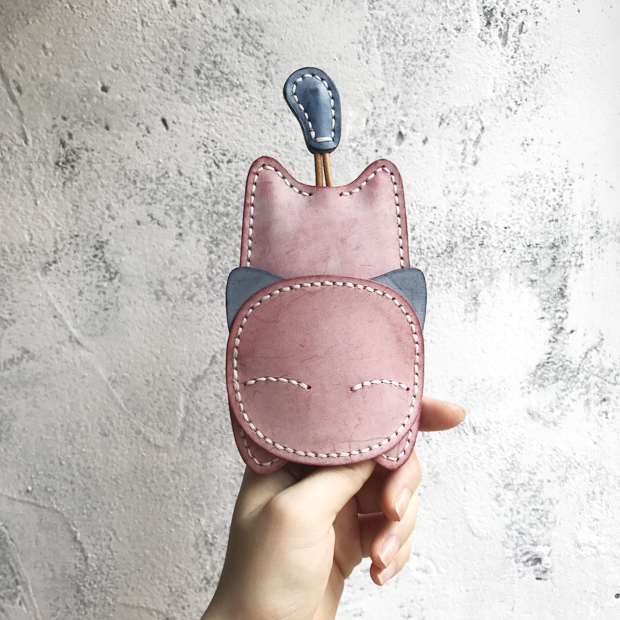 Primary color Hand made key case Catlike The first layer cowhide Kitty key case genuine leather manual makein the Leather/Lady bags/Men's bag, Wallets category - from Buy2taobao.com to provide professional Taobao agent buy service