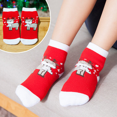 圣诞宝宝袜子全棉袜秋冬男女儿童袜子0-1-3-5岁加厚新生婴儿袜子