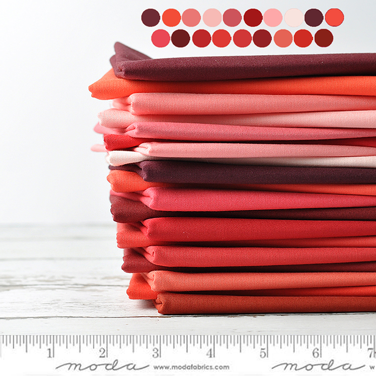 45*55cm 美国进口全棉手工拼布布料 衣裙面料 MODA素布 红色系