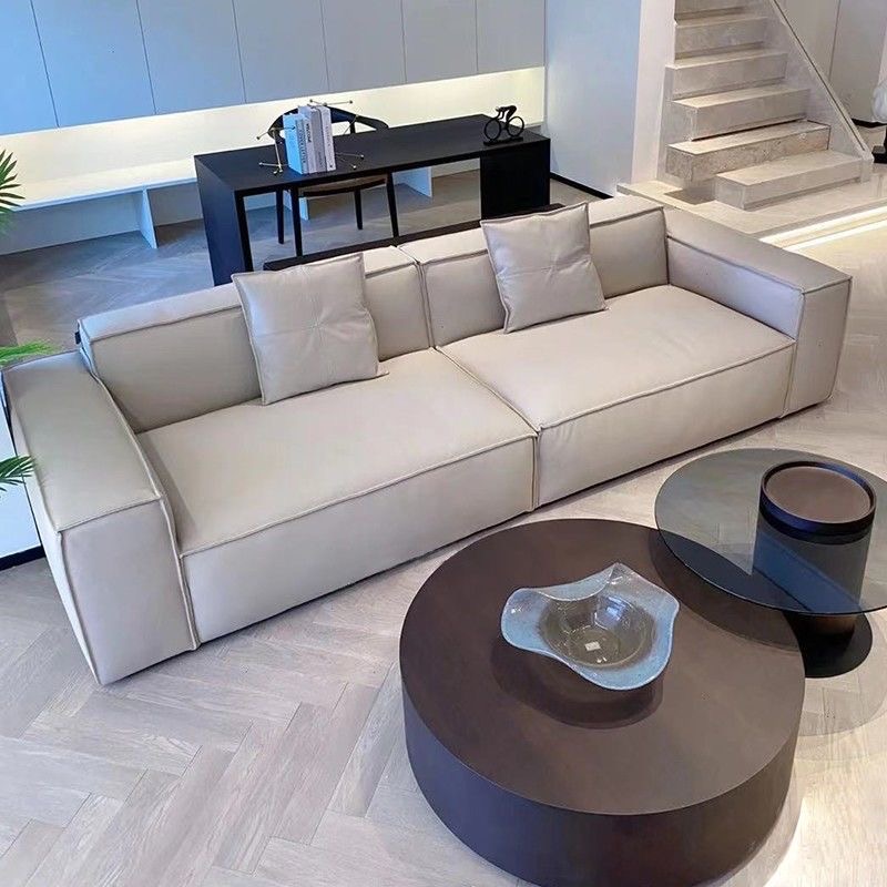 意式科技布沙发客厅轻奢现代极简约小户型豆腐块网红懒人布艺沙发