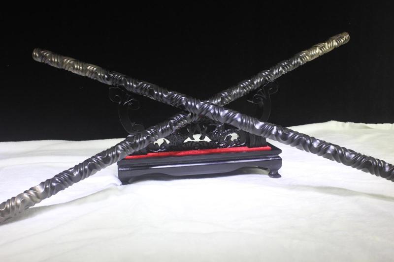 一折金箍棒 兵器 开刃_十八般兵器 双锏 双鞭短棍扭转纹金箍棒棍双棍