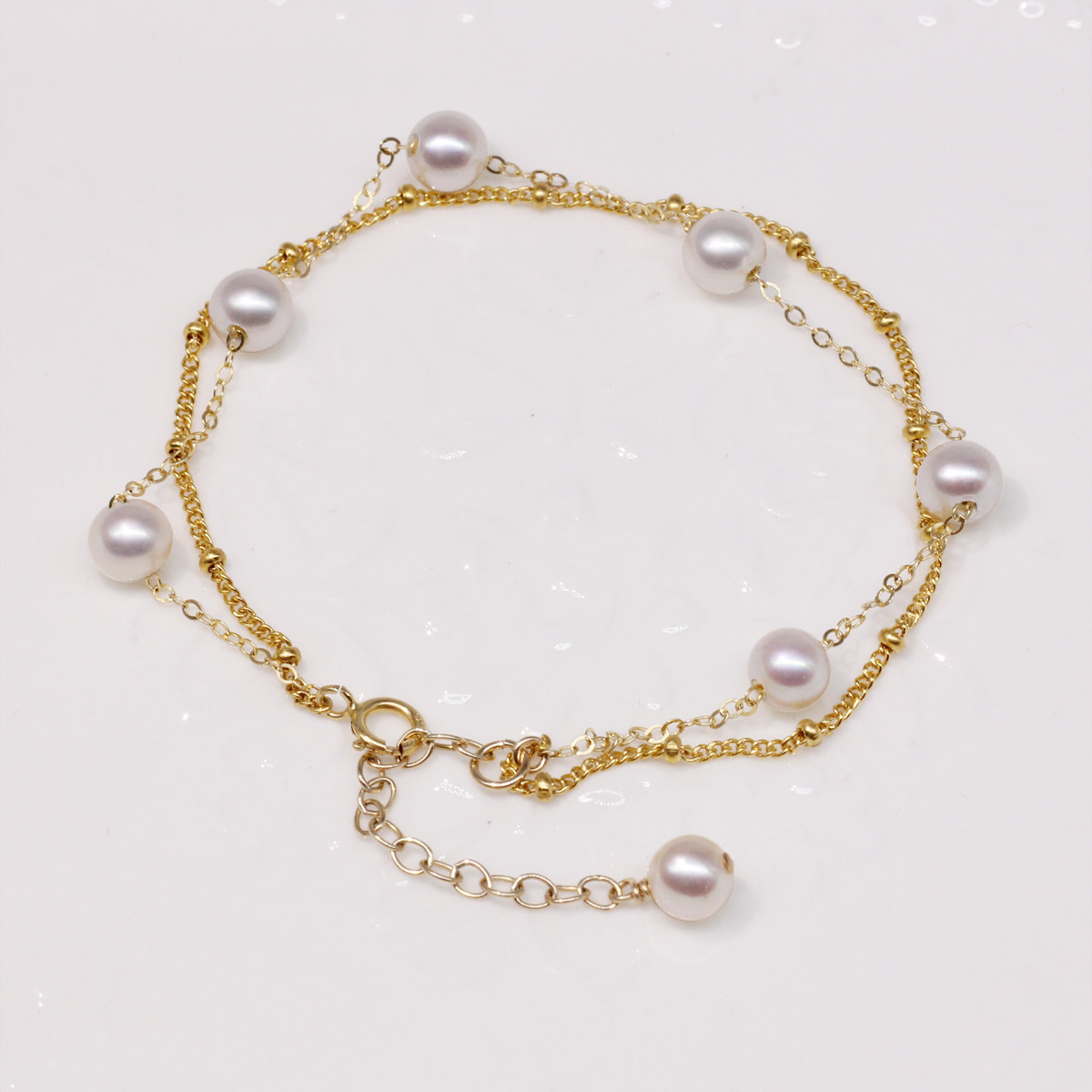 珍珠手链女款天然正品 淡水珠_双层满天星手链天然淡水珍珠多层女款真