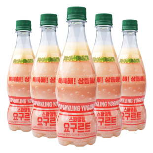 韩国进口youus呱呱嘟汽水苏打风味乳酸菌碳酸饮料含乳饮品400ml瓶