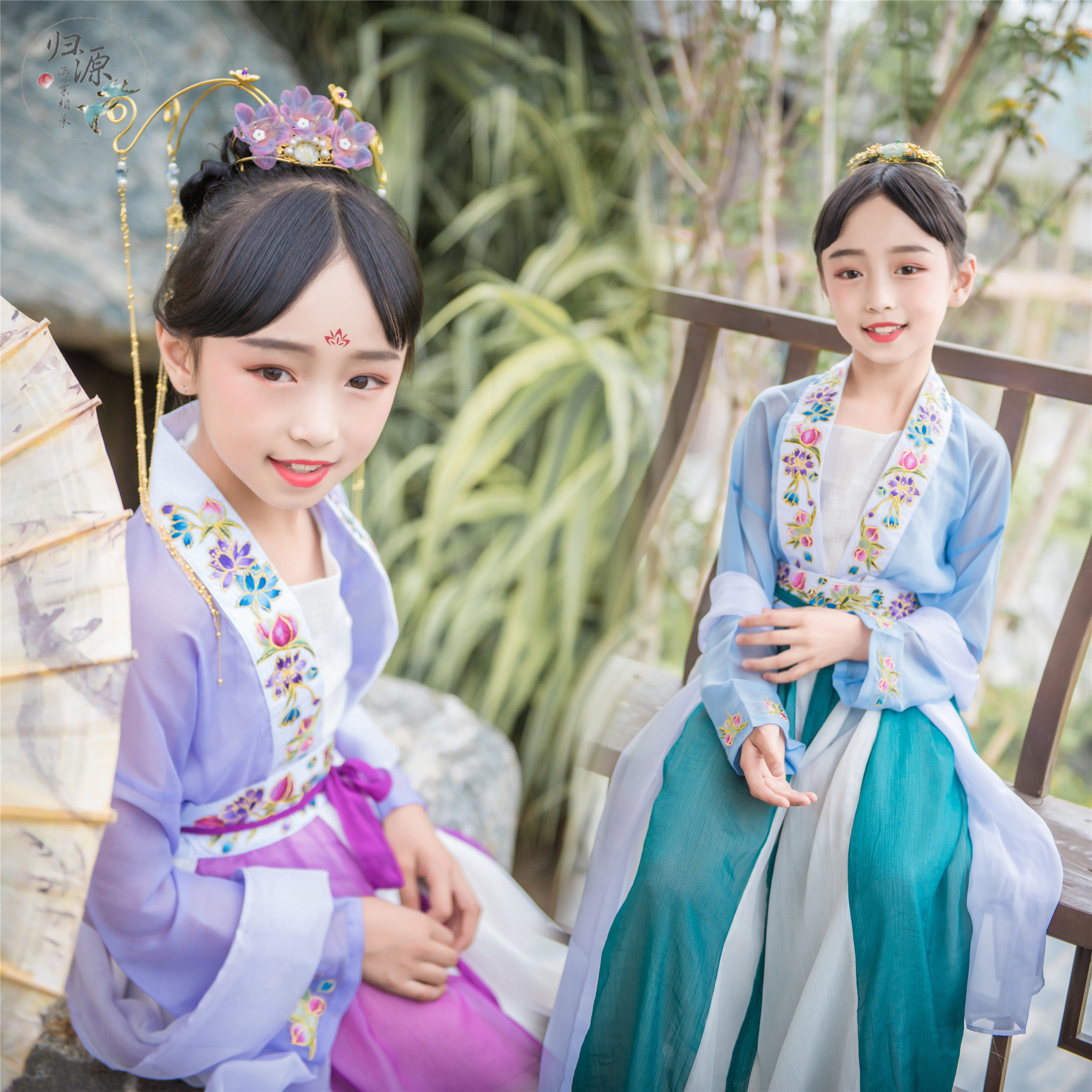盈盈 归源儿童汉服 原创 小孩 女童 非古装 飞天 齐腰襦裙 8破群