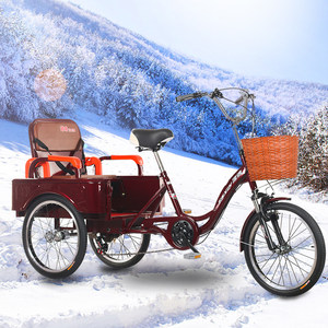 老年脚蹬三轮车变速成人男女客货两用三轮自行车减震脚踏休闲车