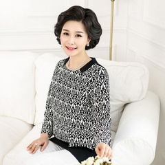 新款韩版中老年女装秋装长袖大码打底衫妈妈装套头T恤上衣 包邮