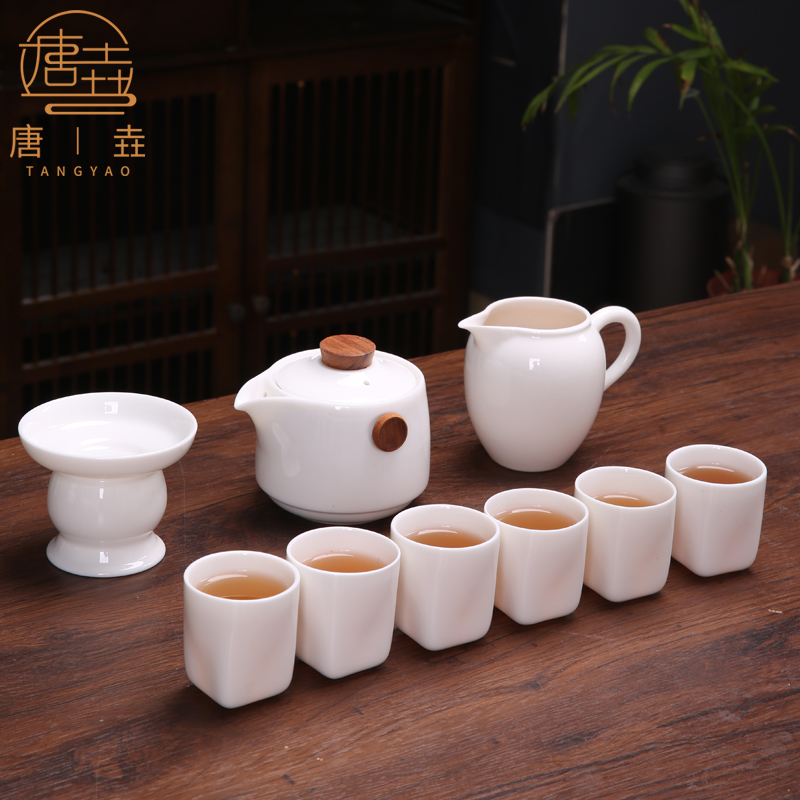 德化白瓷功夫茶具套装2023新款羊脂玉泡茶壶陶瓷家用防烫中式茶杯