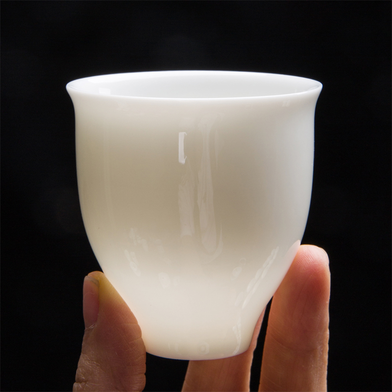 德化白瓷茶杯品茗杯主人杯大号羊脂玉陶瓷茶具家用日式单杯茶盏