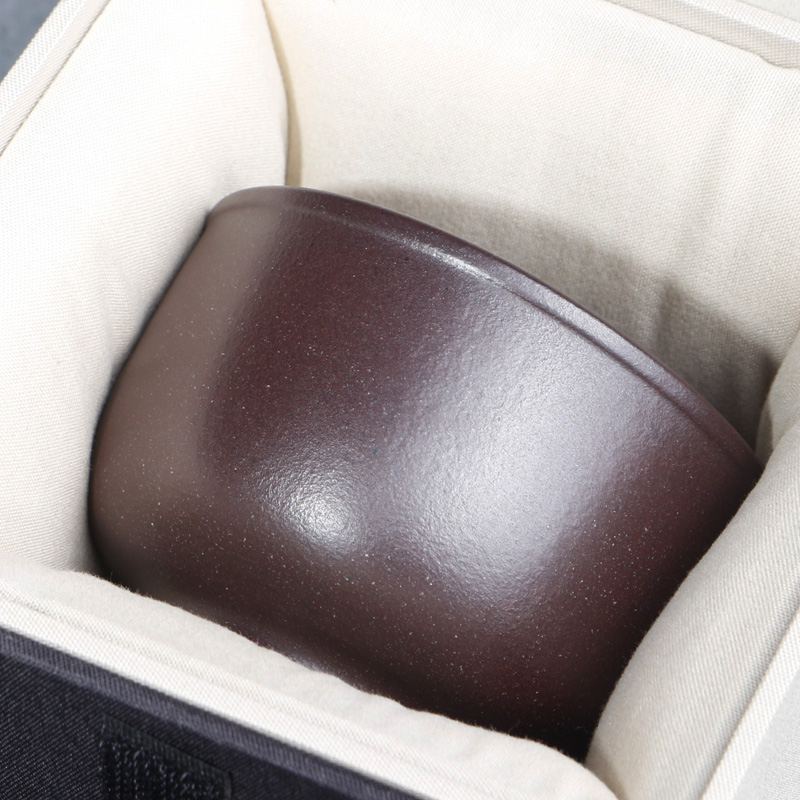 宜兴原矿紫砂杯 纯手工陈富才石红主人杯 精品功夫茶杯压手品茗杯