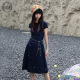 非鱼夏季新款文艺减龄短袖连衣裙绣花女套头短袖中裙百搭裙子