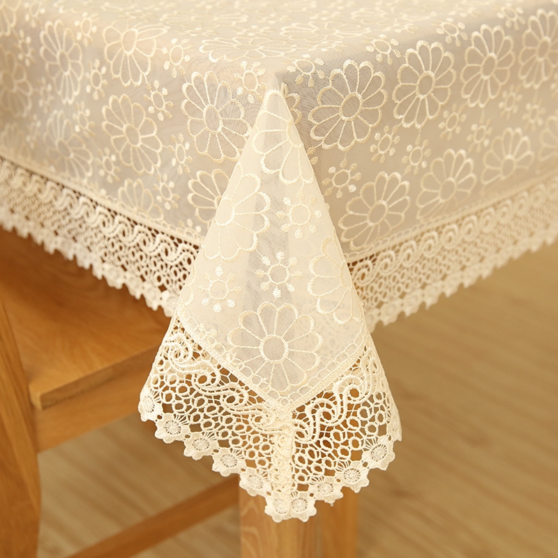 欧式蕾丝玻璃网纱桌布电视柜床头盖巾布艺长方形茶几布大圆桌桌布
