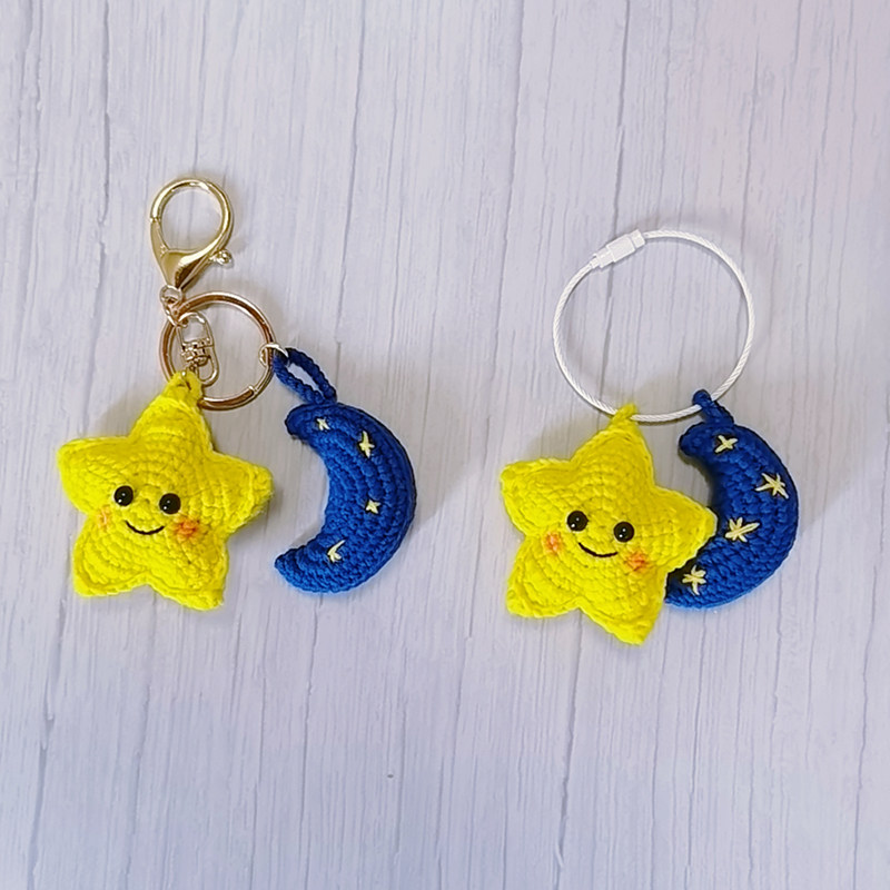 s手作成品 星星月亮车钥匙扣挂件包包挂饰星月神话毛线手工编织