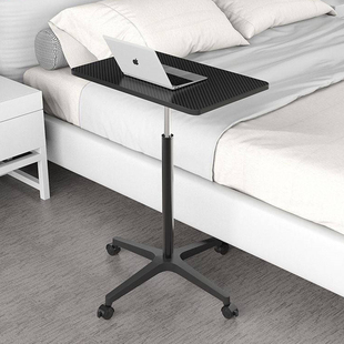 移动带轮小桌子床边电脑桌家用一人餐桌便携笔记本沙发边桌可升降