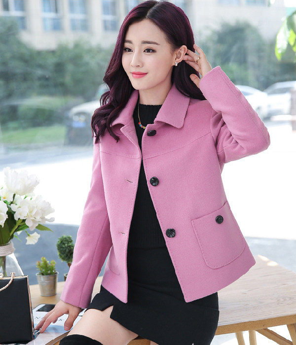款毛呢外套女2017秋天新款韩版时尚显瘦女士春秋修身妮子大衣潮优惠券