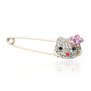 Ya na cute cat rhinestone brooch Crystal pin brooch fashion Korean wild women pins Q0306