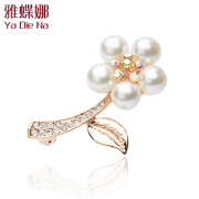 Ya na brooch Crystal rhinestone flower brooch corsage Pearl brooch pin Q0510