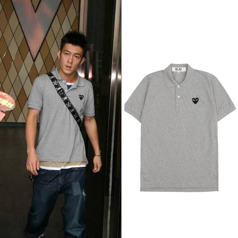 cdg play i川久潮牌保玲日系爱心缝饰polo衫夏季男短袖陈冠希同款