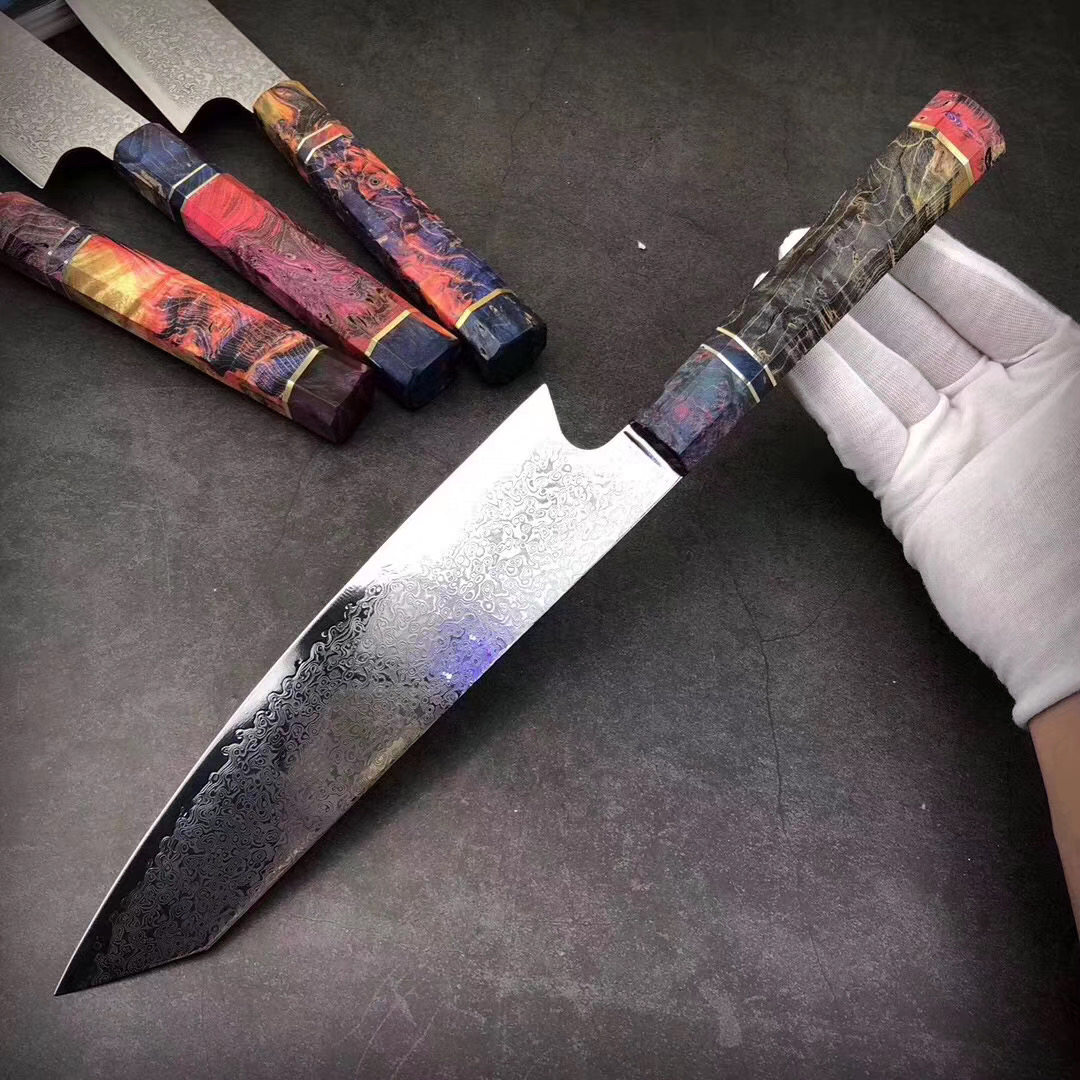 jx厨师刀西式家用菜刀日式切付刀大马士革钢片刀料理刀厨房刀具