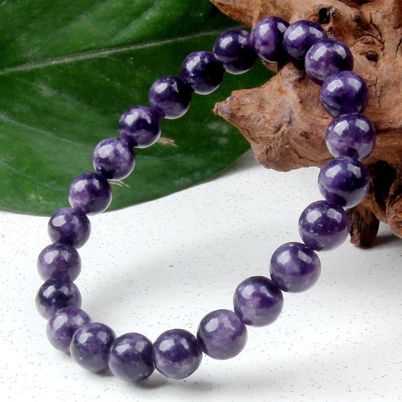 特价紫云母_天然舒萤石锂云母水晶手链男女款紫色手链 小众时尚饰品