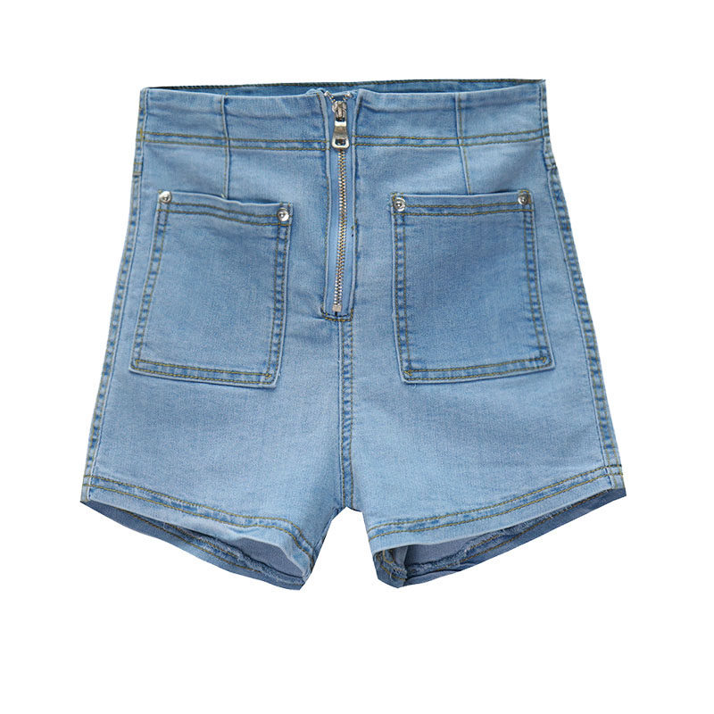 拉链高腰牛仔短裤女2020新款弹力紧身提臀显瘦港味chic超短裤外穿