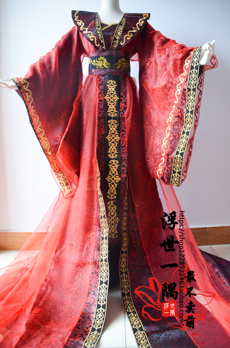 原创暗红色华丽霸气女古装cos服cosplay古风套装宫装贵妃御姐大气