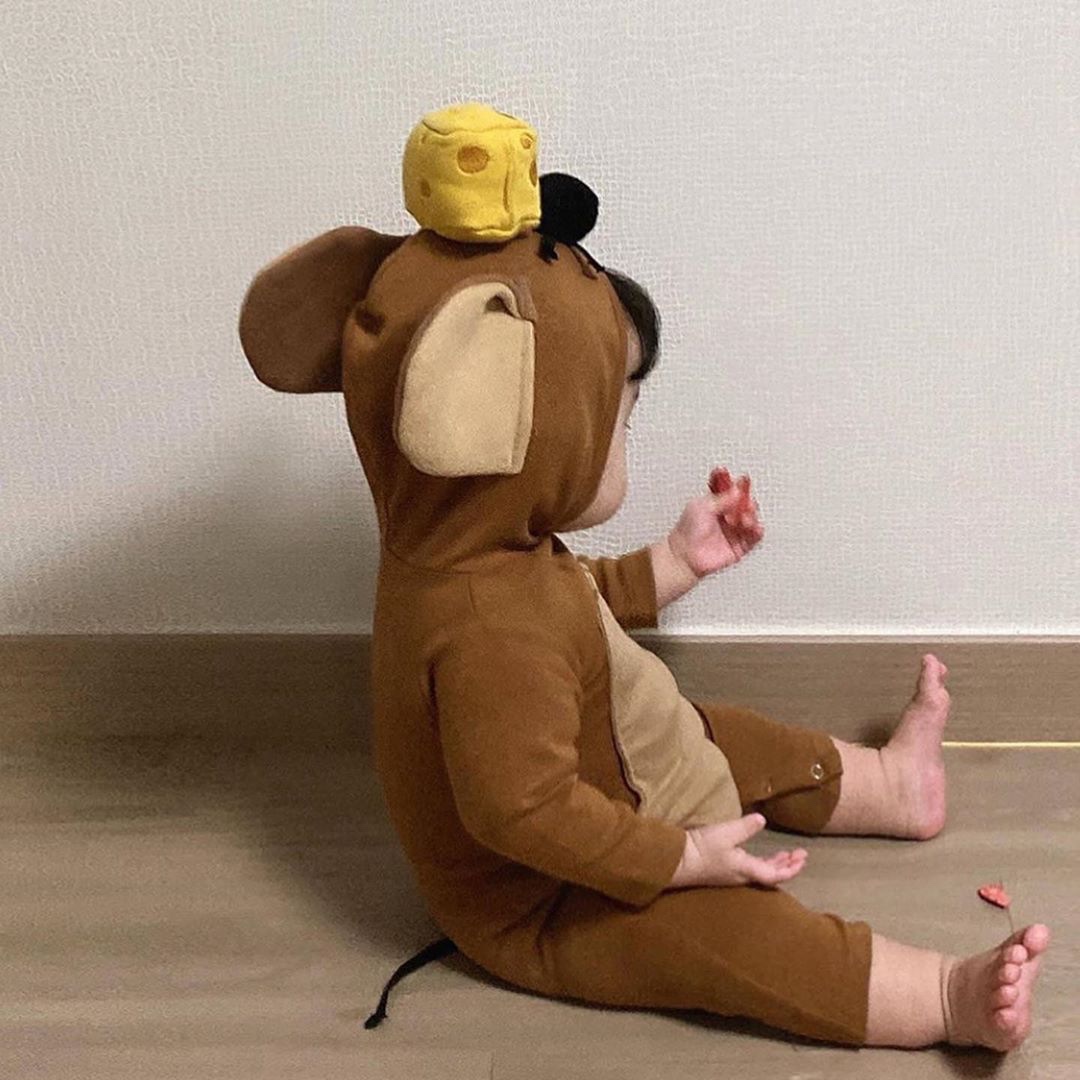 韩国童装婴儿可爱老鼠卡通长袖连体衣男女春秋宝宝包屁爬服哈衣棉