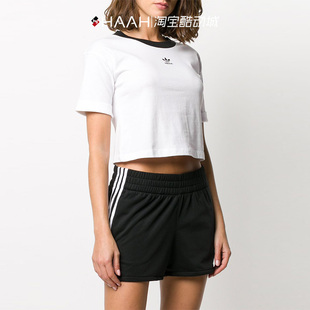 ADIDAS三叶草女子夏季休闲短款露腰短袖T恤FM3257 FM2556 FM2557