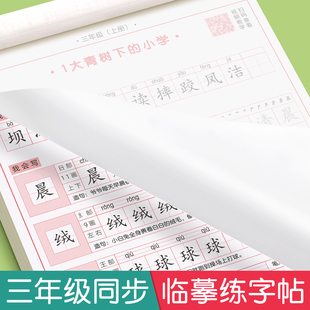 六品堂三年级字帖练字上册下册小学生专用语文同步练字帖每日一练临摹人教版教材儿童正楷钢笔书写硬笔书法练习写字生字