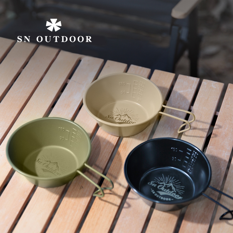 sn outdoor户外露营折叠雪拉碗便携餐具304不锈钢泡面碗饭碗炊具