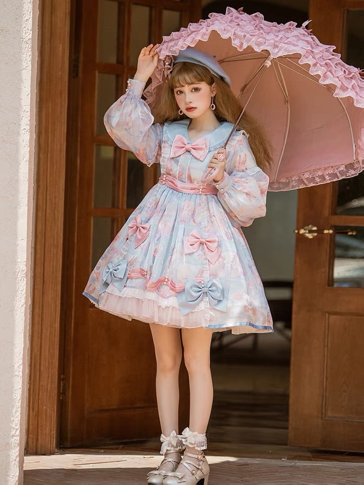 原创春季lolita裙纸糖奶兔少女娃娃洛丽塔洋装甜美萝莉裙OP连衣裙