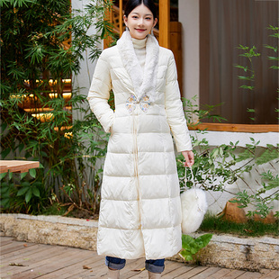 羽绒服冬季女新中式唐装棉服汉服国风复古加厚保暖长款旗袍外套