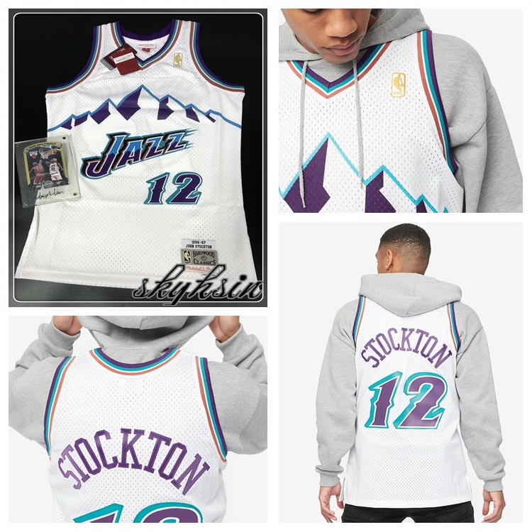 mn斯托克顿大雪山球衣mn9697金标复刻犹他爵士刺绣sw球服