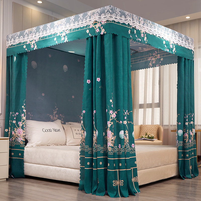 加厚遮光床帘家用卧室落地防尘床幔1公主风蚊帐一体式保暖床幔女