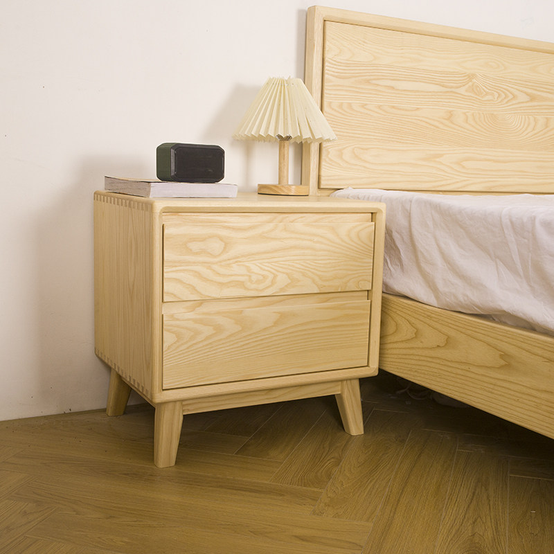 三木美居全原木白蜡木床头柜无辅材储物柜收纳现代简约家具木蜡油
