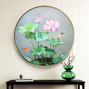 新中式餐厅挂画荷花图片