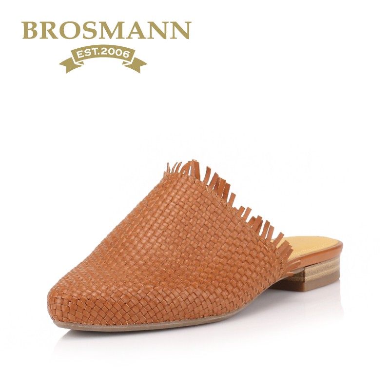 BROSMANN/ Treasure Schuhmann 2018 Spring and summer New products cowhide weave comfortable Low-heel Muller slipper C1333in the Women's Shoes, Slippers category - from Buy2taobao.com to provide professional Taobao agent buy service