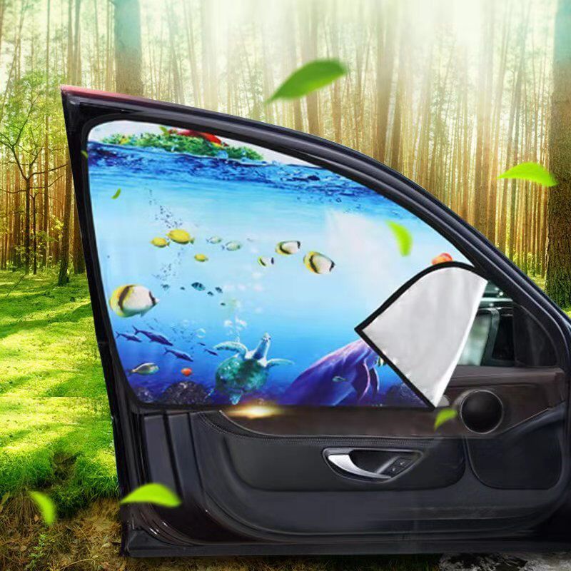 汽车用遮阳帘车内防晒隔热前挡风玻璃自动伸缩车载侧窗帘布遮光板