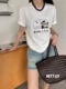 M77 夏季新款韩版圆领卡通印花短袖T恤女宽松显瘦休闲减龄上衣ins