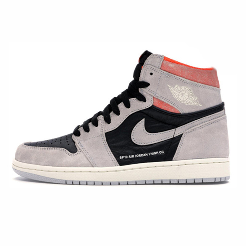 [早晨跑]air jordan 1 aj1 灰白粉 翻毛皮做旧 黑脚趾555088-018_不