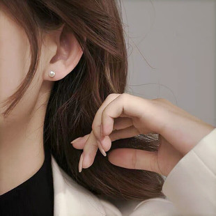 香港正生s925纯银天然淡水珍珠耳钉女气质简约小巧新潮养耳洞耳环