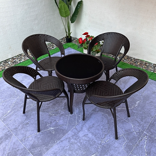 仿藤椅三件套小圆桌椅子阳台小茶几椅休闲创意铁艺花园沙发室内椅